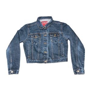 Zana Di Vintage 90s Denim Jean Jacket Cropped Medium Button Up Front Pockets Y2K